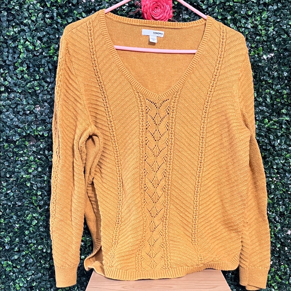 Sonoma Mustard V-Neck Sweater